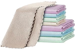 PANSYFEN 8 STK Fischschuppen Reinigungstücher Putztuch Mikrofasertuch Streifenfrei Reinigungstücher für Fischschuppen Streifenfrei Poliertuch für Geschirr Fenster Glas Spiegel Küche(25 x 25cm,30 x 40cm)