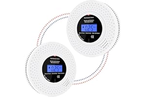 iMeistek Wireless Interlinked Combination Smoke and Carbon Monoxide Alarm,Smoke Alarms and Carbon Monoxide detectors with Real Time Display LCD,10 Years Life, Battery Powered,2PCS