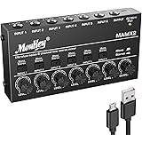 Moukey Ultra Low-Noise 6-Channel Line Mixer for Sub-Mixing, DC 5V 6-Stereo Mini Audio Mixer, Ideal for Small Clubs or Bars. A