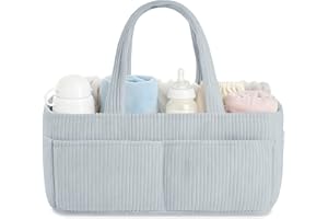 HAGOT Cesta Organizadora Bebe, con Compartimentos Desmontables, Regalo para Recién Nacidos, Gris