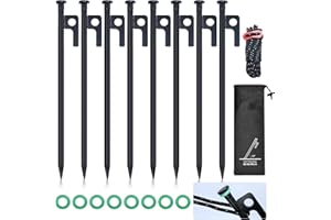 RUNYU 8 PCS Sardines Camping, Piquets de Tente Robuste et Long pour Le Camping et L'Extérieur, Piquet de Tente 30 cm avec Accessoires