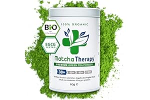 ‎MATCHATHERAPY Matcha Tee - BIO Ceremonial Matcha Pulver - Grüntee aus Japan – EGCG 30+ | Labor geprüft: Mindestens 30mg/g natürliche EGCG Antioxidantien – Erste Ernte – Unterstützt Immunsystem & Energie | 60g