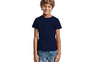KINKIES Camiseta de Colores Manga Corta 100% Algodón para niños - Camiseta comodín de Calidad con 165 g/m, cómoda, Suave, Lisa y Elegante