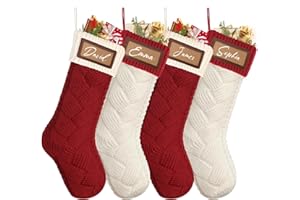Dremisland Calcetines Navidad Personalizado Medias Navideñas de Tejida con Nombre Botas Medias de Navidad Grande Colgar Calcetines Navideños Papá Noel Christmas Stocking para Chimenea Decoración