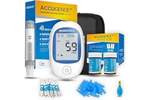 ACCUGENCE 3in1 Blood Glucose Meter With 50 Blood Glucose Test Strips 50 Lancets Blood Sugar Monitor Test Kit for -in mmol/L