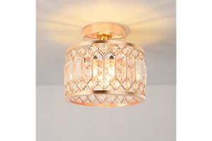 ‎ANWIO ANWIO Kristall Deckenleuchte Gold, Modern Deckenlampe Wohnzimmer E27, Kristall Kronleuchte Metall Küchenlampe, Korridor Lampe Decke, Flur Deckenleuchten für Esszimmer, Schlafzimmer, Badzimmer
