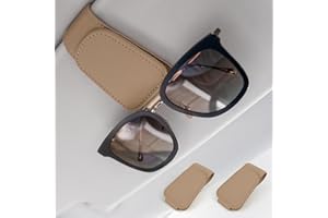 SIMKET 2 Stück Brillenhalter für Auto, Magnetischer Leder Brillenhalter für Auto Sonnenblende, Sonnenbrille Halter für Auto Visier, Kleine Leder Brillenhalter für Ticket Karten Brille