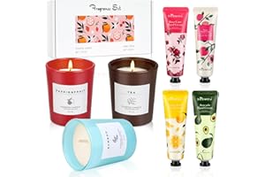 OFUN Crema Mani e Candela Profumata, Idee Regalo Donna Compleanno Natale,Crema Mani Secche e Screpolate, Candele Naturali Soia per Casa, Regalo Donna Originale Utile
