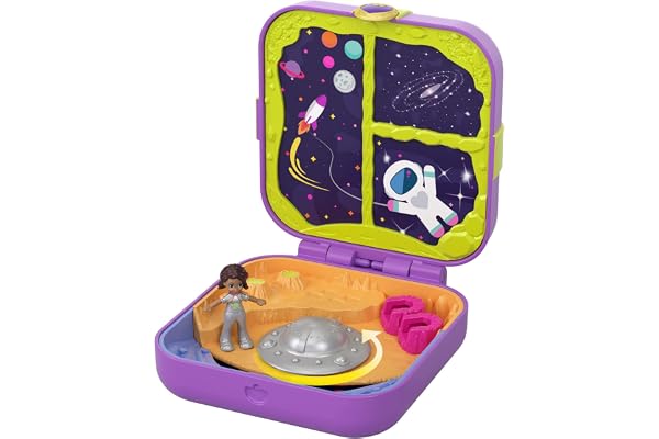 Polly Pocket Coffret Secret Shani dans l'espace avec Mini-Figurine, 3 Surprises, Accessoires et Autocollants, Jouet Enfant, GDL84 Multicolore
