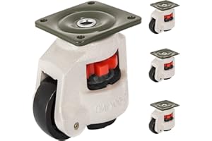 VEVOR 4 Pack Leveling Casters GD-60F Plate Mounted Footmaster Leveling Caster 551lbs per Leveling Caster Wheels Nylon Wheel and NBR Pad(GD-60F)