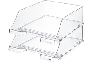 ‎HANLESI HAN Briefablage KLASSIK XXL - 2 STÜCK, hochwertige und extra hohe Briefablage. Modern, schick und hochglänzend, transparent-glasklar, 1047-23