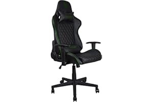 Noua Kui K7 Sedia Gaming PC da Gioco Ufficio Computer Poltrona Girevole con Rotelle, Braccioli 2D, Schienale e Altezza Regolabile, Supporto Lombare e Poggiatesta, Capacità Carico di 150 Kg, Nero/Verde