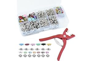 KARJIAJA 100 Set Snap Button Fastener Kit, Metal Snaps Buttons with Fastener Pliers Press Tool Kit Five Claw Buckle Tool Set Press Studs Snap Fasteners No Sewing Poppers Fasteners for Sewing Diy Crafts Clothes