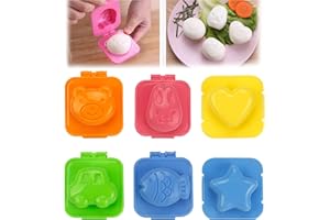 behone 6pcs Plastique Moule à Oeuf, moules de cuisson pour œufs Bouillir Oeuf Sushi Riz Moule Bento Maker Sandwich Cutter.(7.8 * 7.5CM)