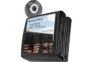 VVFLED Heavy Duty 3x3 m Black Waterproof Tarpaulin Cover, UV Resistant 14 mil Durable Protective Reinforced Tarpaulin Ground Sheet Multipurpose Plastic Tarp with Grommets for Garden Shed Camping Furniture