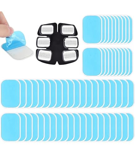 Lot De 50 Patchs Hydrogel 40x60 Mm - Tampons De Rechange Pour Ceinture Abdominale Électrostimulation - Film Bleu
