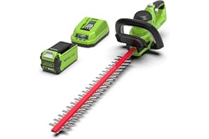 Greenworks G40HT61K2 Akku Heckenschere, 61 cm Doppelklingen, schneidet bis zu 27 mm dicke Äste und Stämme, 3000 Schnitte pro Minute, 40V 2Ah Akku & Ladegerät, 3 Jahre Garantie