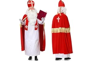 Ulikey Nikolaus Kostüm Herren, Weihnachtsmann Nikolaus Kostüm, Santa Claus Nikolauskostüm Set mit Komplettem Weihnachtsmann Zubehör Set, Weihnachtsmann Outfit Erwachsene für Weihnachten, Karneval