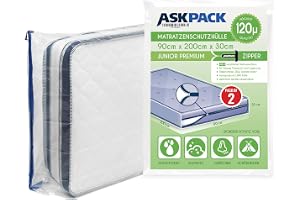 ASK Pack 2 Madrassväska med Ankar Dragkedja, Storlekar från XS till XXL, Vattentätt, Slitstarkt, Ultratunt Material upp till 120 mikron, Perfekt för Förvaring och Transport - 90x200 cm