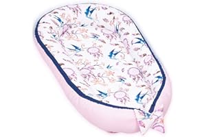 ‎PALULLI PaLulli Kuschelnest 2-seitig Babynest Babynestchen Baby Nest Nestchen Reisebett Wickelauflage Kuschelbett, Kokon Kokon für Babybett - Babys und Säuglinge, 100% Baumwolle Oeko TEX (Schwalben)