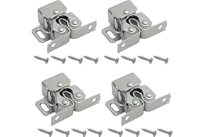 Door Catches Latches, Harmac House® 4 Pack Double Roller Strong Hold Cupboard Cabinet Door Catches, Double Roller Catches Cabinet Catches Door Latches (Bronze) (Silver)