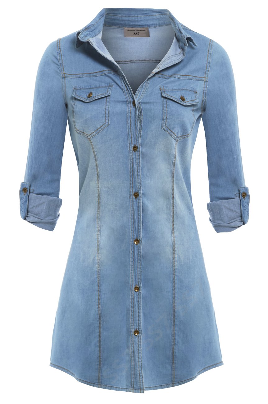 stretch denim shirt womens