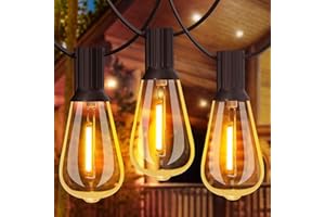 Catena Luminosa Esterno, GLUROO 18.2M Luci da Esterno Giardino con 31 ST38 Plastica LED Lampadine, 2200K Bianco Caldo,Impermeabile Catena Luminosa per Giardino Festa Terrazza Natale