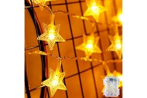 POIFL Luces de hadas a batería, 6M 40 LED luces de hadas de estrella, 8 modos luces de hadas navideñas, Luces de estrellas impermeables para habitación, fiesta, jardín, boda, Halloween, Navidad