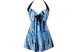 Sixyotie Strój kąpielowy w dużych rozmiarach, damski, jednoczęściowy strój kąpielowy ze spódnicą, strój wyszczuplający brzuch