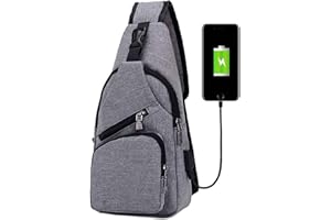 flintronic Sling Bag, Chest Bag with USB Charging Port, Men Women Lightweight Crossbody For Hiking,Cycling, Traveling