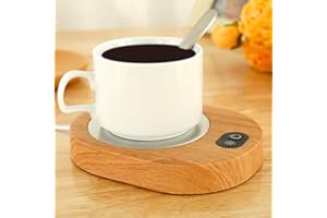 FYEME Tassenwärmer Pad Elektrischer Kaffeewärmer Teewasser-Milch-Wärmer 55-65 Grad mit Schwerkraftsensorschalter und USB geeignet für Kaffee Tee Milch (Holzfarbe)