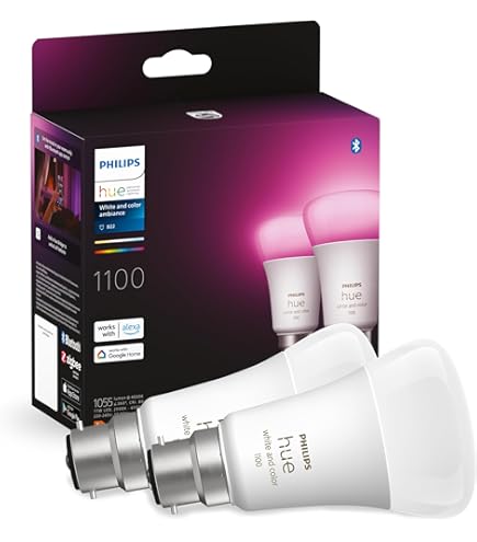 Philips Hue White and Colour Ambiance Smart Light Bulb 2 Pack 60W