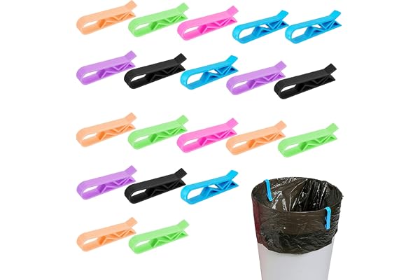 20 st Clip Close, soptunna, klämhållare, plastklämma för soptunna, soptunna, klipp, slumpmässig färg