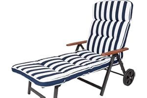 ZEWOOL Kettler Polen KETTtex 2155 Auflage Rollliegen Alicante Blockstreifen blau-weiß Sitzpolster 200x65x9 cm (ohne Liege)