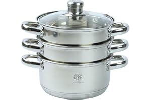 KARL HAUSMANN Dampfgarer Topf - 2.4L - 18 cm - Silber Dampftopf Edelstahl Induktion - Topf mit Dämpfeinsatz - Kartoffeldämpfer - Dämpfer Topf - Dampfkochtopf - Dampfgartopf - Steamer Pot Cooking