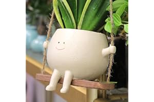 ‎UMIKK Umikk Hängende Blumentöpfe mit Schaukel Gesicht, Blumentopf mit Gesicht, Übertopf Mit Hängendem Kopf Swing Face Übertopf, Niedlicher Blumentopf Mit Lächeln-Gesicht Und Schaukel