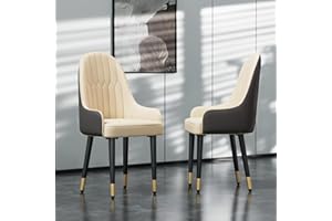 FATIVO Jadalnia krzesło tapicerowane: 2 sztuk krzesło krzesło sypialnia z oparcie krzesło do salonu nowoczesne jadalnia, z metalowymi nogami, beżowymi i szarymi, JJ-XD1177-BH2