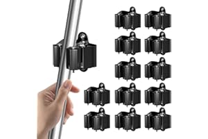 3-H Mop Holder 12 Pack,Brush Holder,Broom Holder Wall Mounted for Kitchen Bathroom Laundry Room Shed Garage Garden(Black)