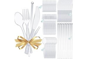 ANZOAT 450 Pz Posate di Plastica Riutilizzabili, 100 Forchette in plastica Riutilizzabili e Coltelli Plastica, Cucchiaio in Plastica, Forchette da Torta, Asta di Agitazione, Posate in Plastica Riutilizzabili