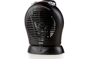 Domo DO7324F svart elektrisk rumsvärmare (fläkt elektrisk rumsvärmare, inomhus, hall, roterande kontroll, 2000 W), värmefläkt