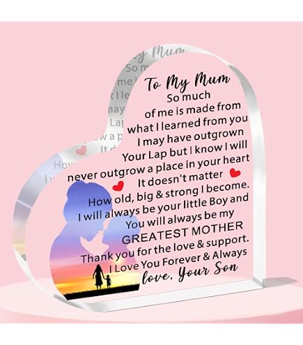 Targa In Acrilico JMIMO Per Mamma: Scritta 'I Am As Lucky As Can Be Because The Best Mummy In The World Belongs To Me', Regalo Compleanno/Natale