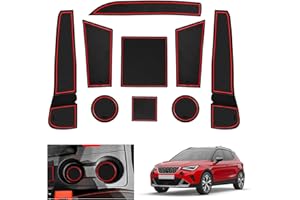 GAFAT Seat Arona/Seat Ibiza 6F KJ1 Facelift 2017-2024 2025 Alfombrillas Antideslizantes, Seat Ibiza 6F 2023 Alfombrillas de Goma para Consola Central, Costura de Puerta, Seat Arona Accesorios (Rojo)