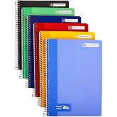 RAYLU PAPER - Pack of 6 Hardcover Notebooks with Spiral, 80 Sheets 70 g, Bright Coloured Notebooks, Notebooks for School, Off