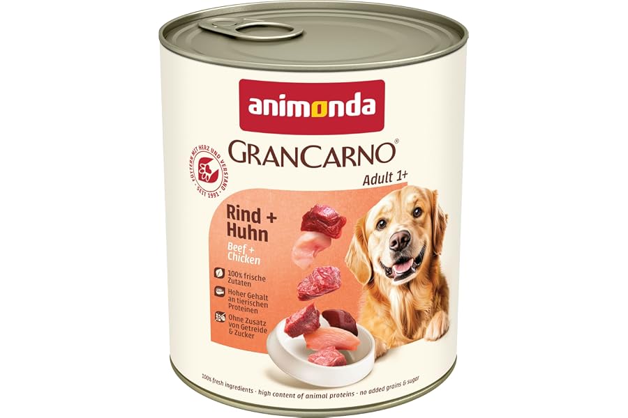 animonda GranCarno Adult Hunde Nassfutter mit Rind+Huhn (6x800 g)