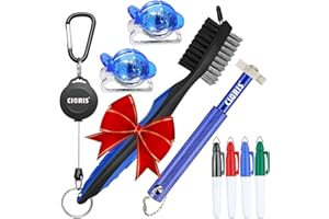CLORIS Golf Groove Cleaning Tool Set - Microfiber Waffle Pattern Golf Towel | Retractable Club Groove Cleaner Brush | Foldable Divot Tool With Magnetic Ball Marker
