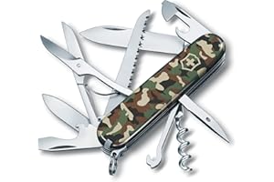Victorinox, Huntsman, Navaja Multiuso Suiza, Cuchillo bolsillo, Regalo, 15 Funciones, Hoja grande, Sacacorchos