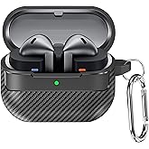 Teknoft Samsung Galaxy Buds 3 Pro, Buds 3 ve Buds 3 FE ile Uyumlu Mat Karbon Fiber Dokulu Darbelere Dayanıklı Premium Silikon