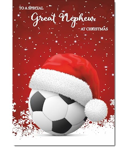 Second Ave Weihnachtskarte Für Den Großen Neffen – Fußball-Design, 210 X 148 Mm, Mit Umschlag