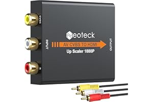 Neoteck 1080p RCA vers HDMI Adapteur Boîtier Métallique NTSC PAL Convertisseur Vidéo Mini AV vers HDMI 3RCA/AV/CVBS Composite Analogique vers Numérique pour PC PS3 TV STB VHS VCR DVD Projecteur