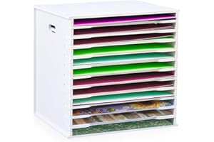 Yrangee Scrapbook-Papierorganizer, 12-Ebenen Aktenordner-Aufbewahrungsmappe für Größen 12 x 12''(30.5 x 30.5cm), Schreibtisch-Scrapbooking-Papierrack,Geeignet für Heimbüro, Scrapbooking-Aufbewahrung